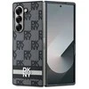 DKNY PU Leather Checkered Pattern and Stripe Samsung Galaxy Z Fold6 dėklas telefonui juodos spalvos