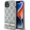 DKNY PU Leather Checkered Pattern and Stripe dėklas telefonui Apple iPhone 15 rusvai gelsvas