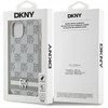 DKNY PU Leather Checkered Pattern and Stripe dėklas telefonui Apple iPhone 14 rusvai gelsvas
