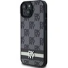 Apple iPhone 13 / 14 / 15 DKNY odinis dėklas Checkered Mono Pattern & Printed Stripes (DKHCP15SPCPTSSK) juodos spalvos