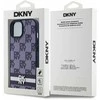 DKNY PU Leather Checkered Pattern and Stripe dėklas telefonui Apple iPhone 15 mėlynos spalvos