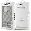 DKNY PU Leather Checkered Pattern and Stripe dėklas telefonui Apple iPhone 13 Pro rusvai gelsvas
