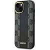 DKNY DKHMP15SPCPVSLK Apple iPhone 15 14 13 6.1″ juodos spalvos kietas dėklas Leather Checkered Mono Pattern MagSafe