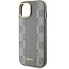 DKNY PU Leather Checkered Pattern Magsafe dėklas telefonui Apple iPhone 15 rusvai gelsvas