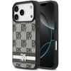 DKNY PU Leather Checkered Pattern and Stripe dėklas skirtas Apple iPhone 17 Pro juodos spalvos
