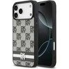 DKNY PU Leather Checkered Pattern and Stripe dėklas skirtas Apple iPhone 17 Pro Max juodos spalvos
