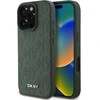 DKNY PU Leather Grid Pattern Magsafe Apple iPhone 16 Pro dėklas telefonui žalios spalvos