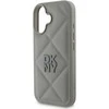 DKNY PU Leather Quilted Stack Logo Apple iPhone 16 Plus dėklas telefonui pilkos spalvos