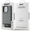 DKNY PU Leather Repeat Pattern Bottom Stripe MagSafe Apple iPhone 16 Pro dėklas telefonui juodos spalvos