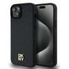 Apple iPhone 15 Plus / 14 Plus DKNY odinis dėklas Monogram Pattern Metal Logo MagSafe (DKHMP15MPSHRPSK) juodos spalvos