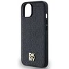 Apple iPhone 13 / 14 / 15 DKNY odinis dėklas Pattern Metal Logo MagSafe (DKHMP15SPSHRPSK) juodos spalvos