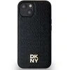 Apple iPhone 13 / 14 / 15 DKNY odinis dėklas Pattern Metal Logo MagSafe (DKHMP15SPSHRPSK) juodos spalvos