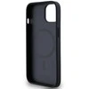 Apple iPhone 13 / 14 / 15 DKNY odinis dėklas Pattern Metal Logo MagSafe (DKHMP15SPSHRPSK) juodos spalvos