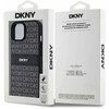DKNY DKHCP15SPRTHSLK Apple iPhone 15 14 13 6.1″ juodos spalvos kietas dėklas Leather Mono Stripe & Metal Logo
