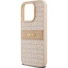 Apple iPhone 15 Pro DKNY odinis dėklas Mono Stripe & Metal Logo (DKHCP15LPRTHSLP) rožinės spalvos