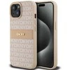 Apple iPhone 13 / 14 / 15 DKNY odinis dėklas Mono Stripe &amp; Metal Logo (DKHCP15SPRTHSLP) rožinės spalvos