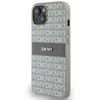 Apple iPhone 13 / 14 / 15 DKNY odinis dėklas Mono Stripe & Metal Logo (DKHCP14SPRTHSLE) beige
