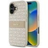 DKNY PU Leather Repeat Pattern Tonal Stripe Apple iPhone 16 Plus dėklas telefonui rožinės spalvos