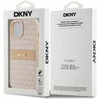 Apple iPhone 13 / 14 / 15 DKNY odinis dėklas Mono Stripe &amp; Metal Logo (DKHCP15SPRTHSLP) rožinės spalvos