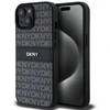 Apple iPhone 13 / 14 / 15 DKNY odinis dėklas Mono Stripe &amp; Metal Logo (DKHCP15SPRTHSLK) juodos spalvos