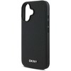 DKNY PU Leather Sidabrinis Metal Logo Magsafe Apple iPhone 16 dėklas jūsų telefonui juodos spalvos