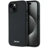 DKNY PU Leather Sidabrinis Metal Logo Magsafe dėklas telefonui Apple iPhone 13 juodos spalvos