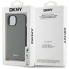 DKNY PU Leather Sidabrinis Metal Logo Magsafe dėklas telefonui Apple iPhone 14 pilkos spalvos