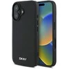 DKNY PU Leather Sidabrinis Metal Logo Magsafe Apple iPhone 16 Plus dėklas telefonui juodos spalvos
