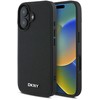 DKNY PU Leather Sidabrinis Metal Logo Magsafe Apple iPhone 16 dėklas jūsų telefonui juodos spalvos