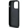 DKNY PU Leather Sidabrinis Metal Logo Magsafe dėklas telefonui Apple iPhone 14 Pro juodos spalvos