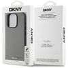 DKNY PU Leather Sidabrinis Metal Logo Magsafe dėklas telefonui Apple iPhone 15 Pro pilkos spalvos