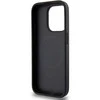 DKNY PU Leather Sidabrinis Metal Logo Magsafe dėklas telefonui Apple iPhone 15 Pro juodos spalvos