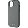 DKNY PU Leather Sidabrinis Metal Logo Magsafe dėklas telefonui Apple iPhone 13 pilkos spalvos