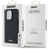 DKNY PU Leather Sidabrinis Metal Logo Magsafe dėklas telefonui Apple iPhone 14 Pro Max juodos spalvos