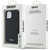 DKNY PU Leather Sidabrinis Metal Logo Magsafe dėklas telefonui Apple iPhone 14 juodos spalvos