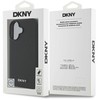 DKNY PU Leather Sidabrinis Metal Logo Magsafe Apple iPhone 16 dėklas jūsų telefonui juodos spalvos