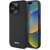 DKNY PU Leather Sidabrinis Metal Logo Magsafe Apple iPhone 16 Pro Max dėklas telefonui juodos spalvos