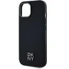 DKNY PU Leather Stack Logo Magsafe Dėklas, skirtas Apple iPhone 15 juodos spalvos