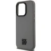 DKNY PU Leather Stack Logo Magsafe dėklas telefonui Apple iPhone 15 Pro Max pilkos spalvos