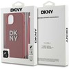 DKNY PU Leather Stack Logo Wrist Strap dėklas telefonui Apple iPhone 15 raudonos spalvos