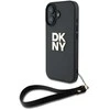 DKNY DKHCP16SPBSWSK Apple iPhone 16 6.1" dėklas telefonui juodos spalvos Wrist Strap Stock Logo
