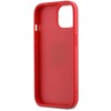 DKNY PU Leather Stack Logo Wrist Strap dėklas telefonui Apple iPhone 15 raudonos spalvos
