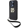 Apple iPhone 14 Pro DKNY Hardcase Wrist Strap Stock Logo (DKHCP14LPBSWSK) dėklas telefonui juodos spalvos