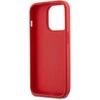 DKNY PU Leather Stack Logo Wrist Strap dėklas telefonui Apple iPhone 14 Pro raudonos spalvos
