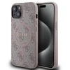 Guess GUHMP14SG4GFRP iPhone 14 / 15 / 13 6.1" rožinė/rožinė kietas dėklas 4G kolekcijai odinis metalinis MagSafe logotipas | GUESS