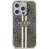 Dėklas GUESS GUHCP15LH4SGW IPHONE 15 PRO 6.1 "BROWN/BROWN HARDCASE IML 4G GOLD STRIPE