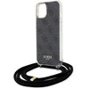 Dėklas GUESS GUHCP15SHC4SEK IPHONE 15/14/13 6.1 "Juodas / Juodas HARDCASE CROSSBODY CORD 4G PRINT