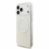 Dėklas Guess IML Flowers Allover Electroplated with Pearl Strap MagSafe do iPhone 18 Pro Max / 17 Pro Max balta