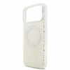 Dėklas Guess IML Flowers Allover Electroplated with Pearl Strap MagSafe do iPhone 18 Pro Max / 17 Pro Max balta
