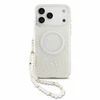Dėklas Guess IML Flowers Allover Electroplated with Pearl Strap MagSafe do iPhone 18 Pro Max / 17 Pro Max balta